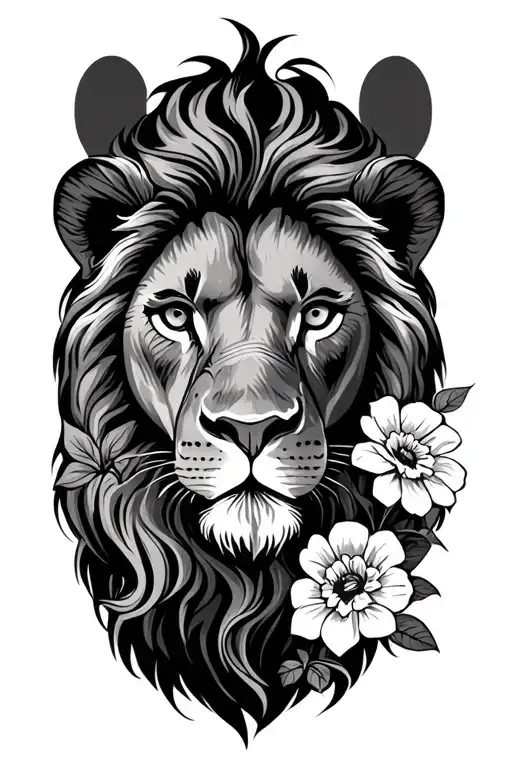 Lion With Flowers