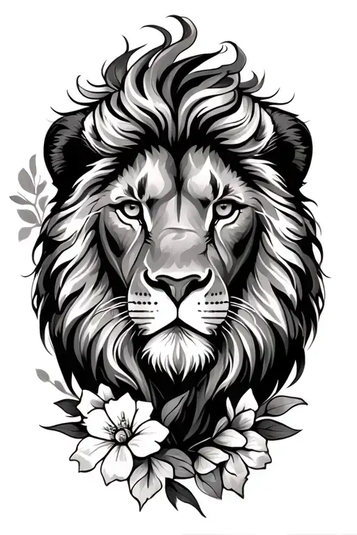 Lion With Flowers