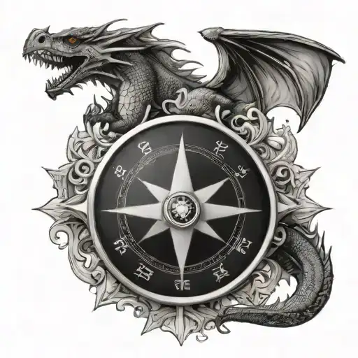 Nautical Compass With A Dragon