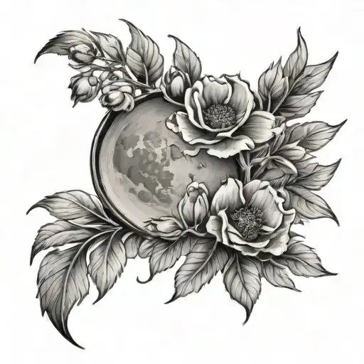 A Branch With Flowers And A Moon