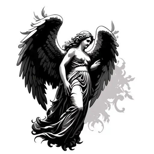 Angel Tattoo Stencil Design Mele