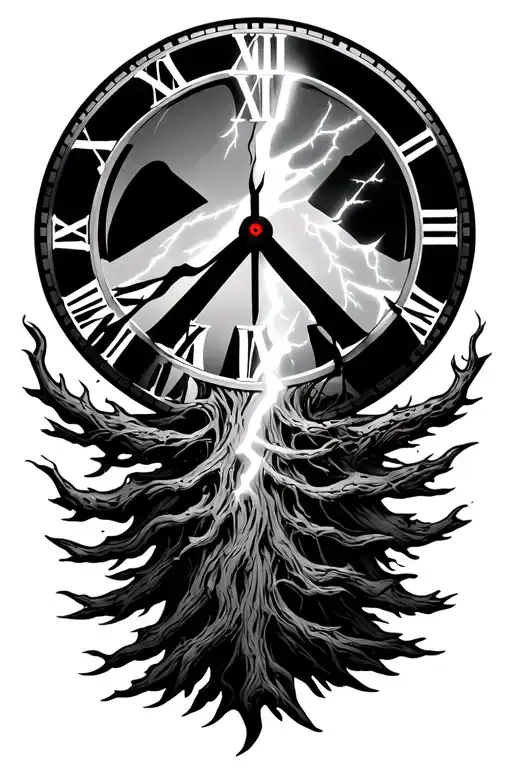 Peace And Lightning Tree Clock Face