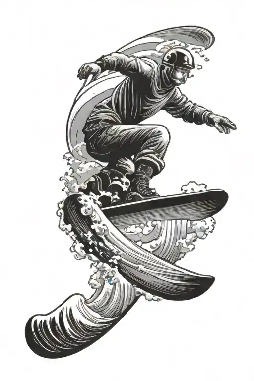 Snowboard Mountain Surf Waves