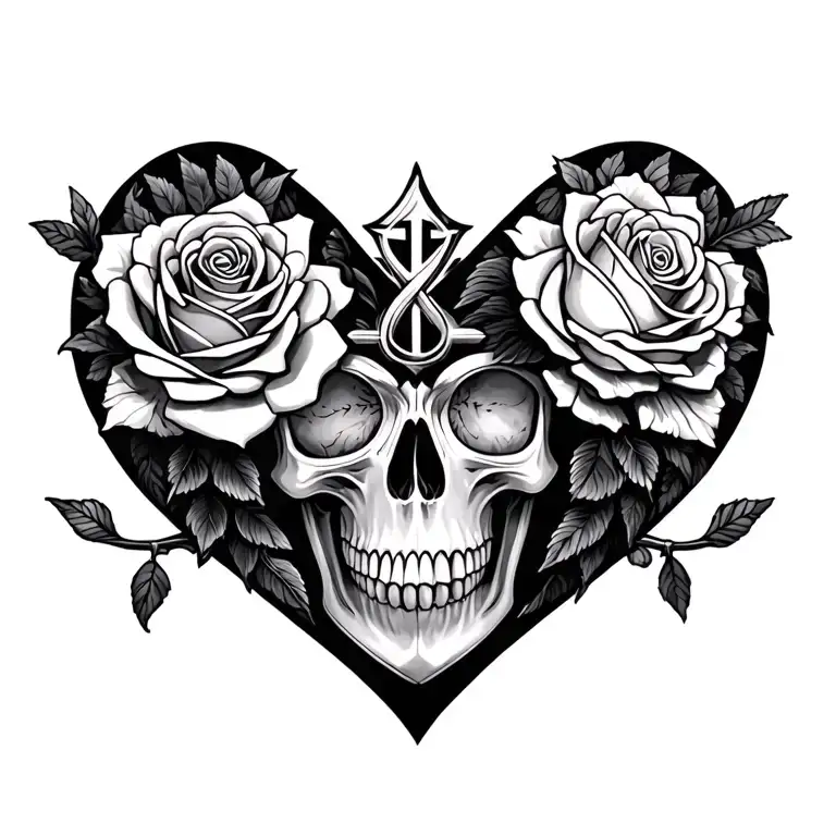 Rose Heart Skull Cross Pigeon