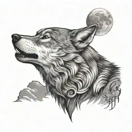 A Wolf Howling At The Moon With A Subtle Aries Symbol Hidden In The Background