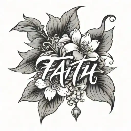 Name Faith With Japanese Flower Concept Design
