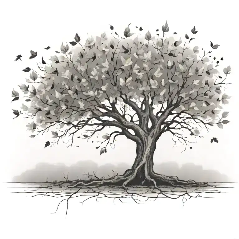 Tree And Falling Leaves