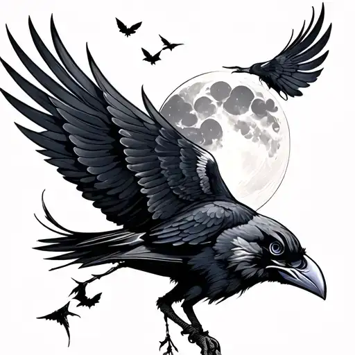 Ravens And Moon