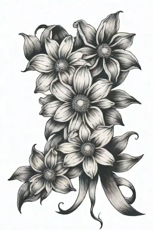 Simple Daisy And Daffodil Tied With Ribbon Whose Curls Spell My Why