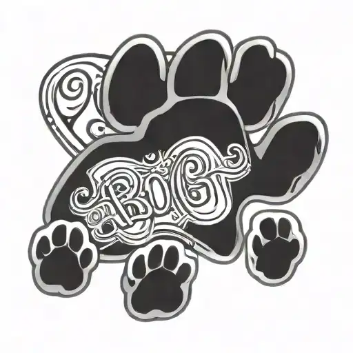 Dog Paw With Heart And Dogs Name