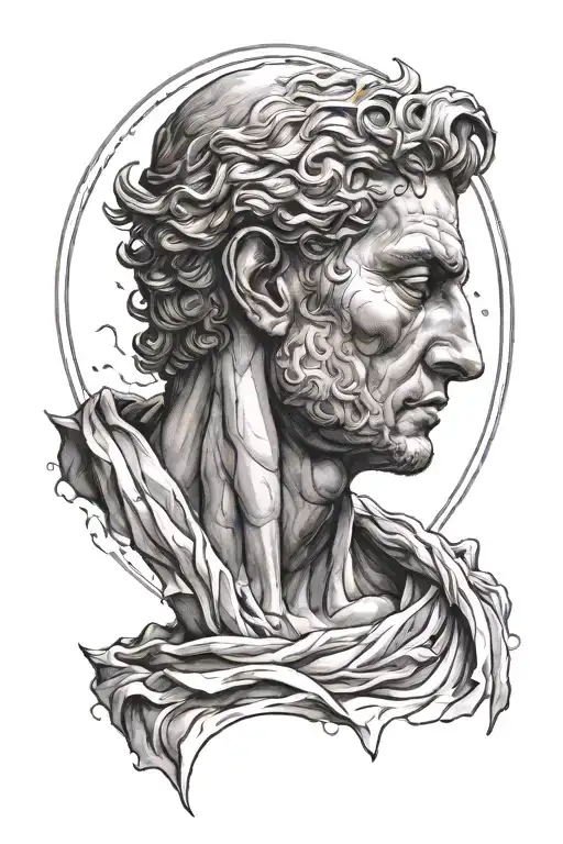 A Man Alone With This Sadness And Fear With Roman Style Like Statue Michel Ange