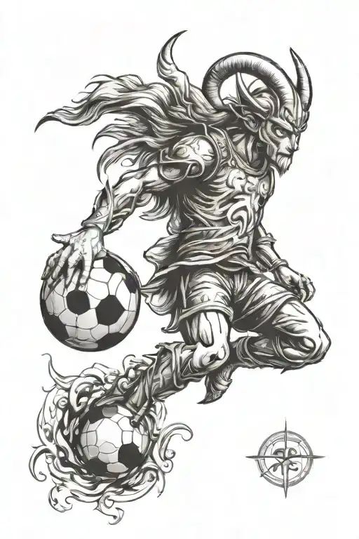 Capricorn Zodiac Sign And Child Playing Football