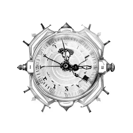 An Intricate Pocket Watch Surrounded By Book Pages And Philosophical Symbols