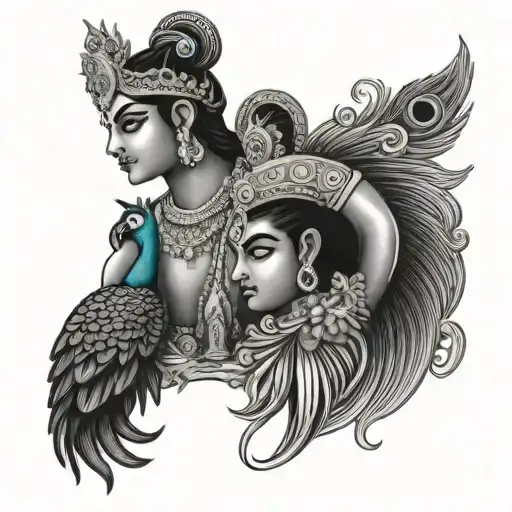 Lord Murugan And Peacock And Vel
