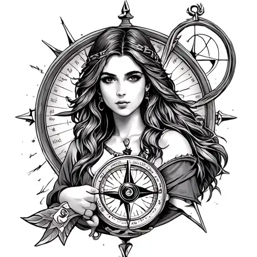 Atlas Female Version Carrying A Compass