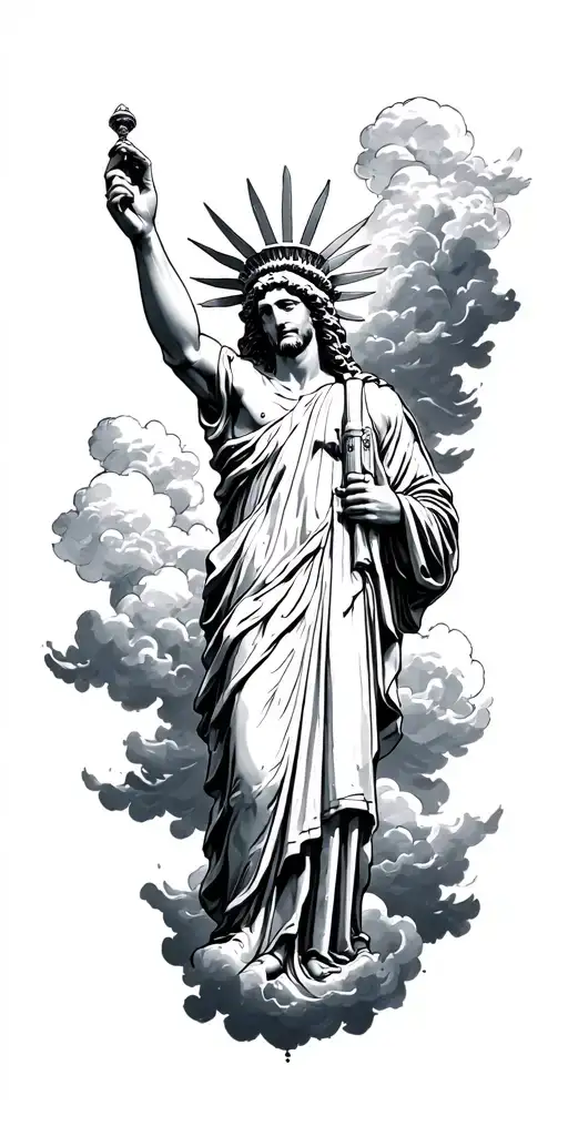 Usa And God With Clouds