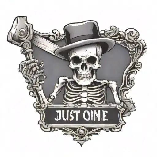 A Skeleton Holding A Mugshot Board That Says Just One Morw