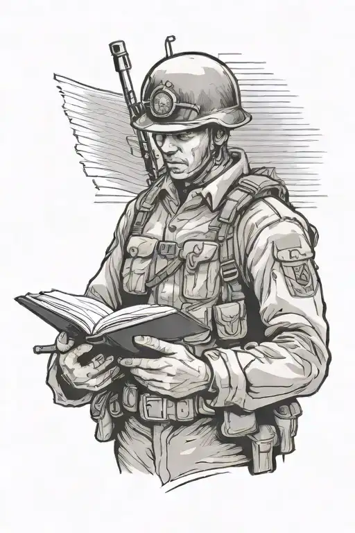 Soldier Holding Open Book