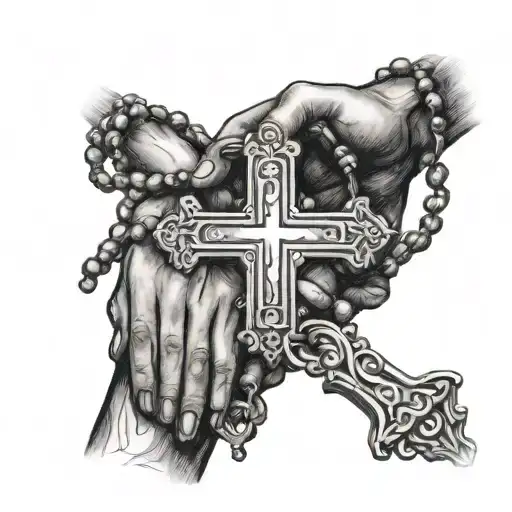 Hands Holding Cross Rosary