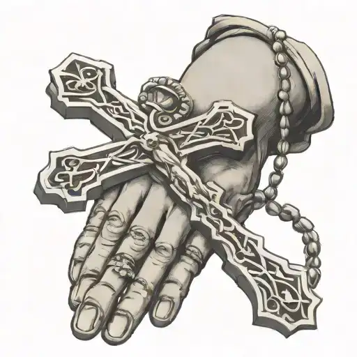 Hands Holding Cross Rosary