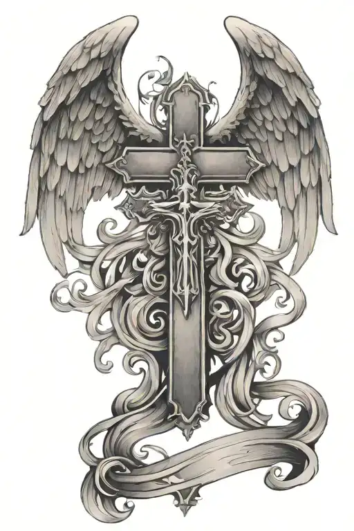 Angel Wings With A Cross In The Middle