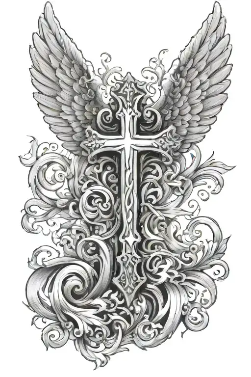 Angel Wings With A Cross In The Middle