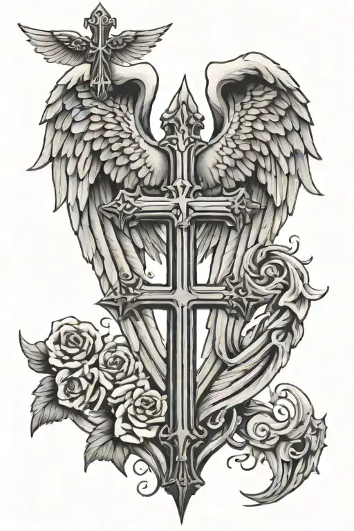 Angel Wings With A Cross In The Middle