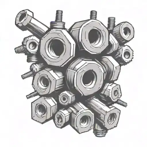 2 Nuts And 2 Bolts Laying In A Line Very Simple Outline