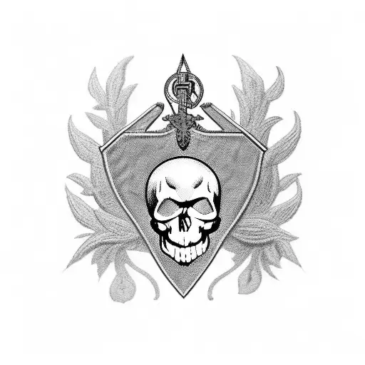 An Army Insignia Incorporating A Skull And Flowers