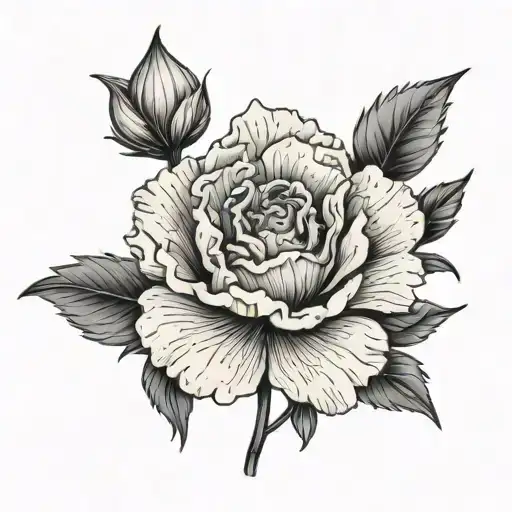 Carnation Flower And The Word Bloom