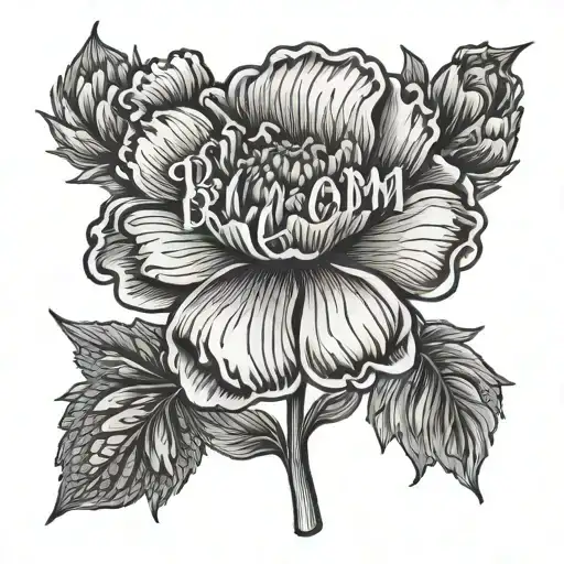 Carnation Flower And The Word Bloom Representing