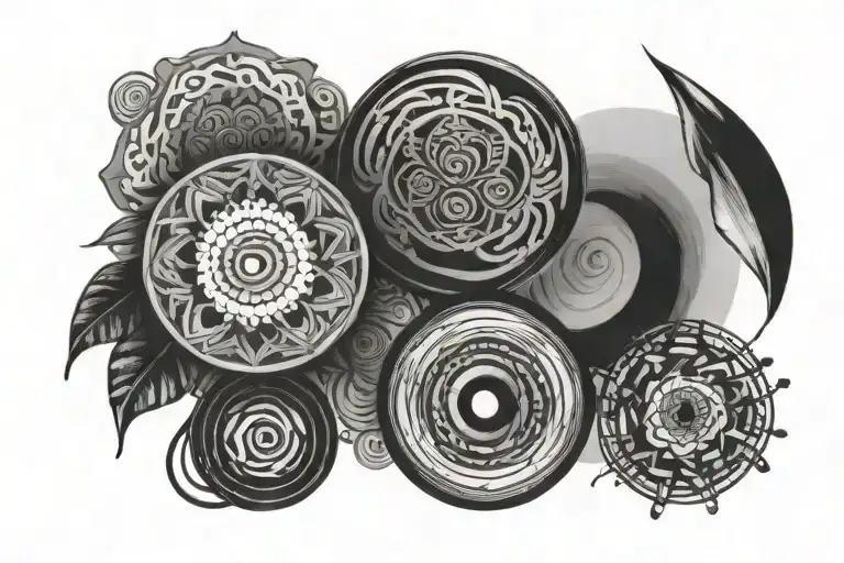 Three Small Circles With Different Internal Designs