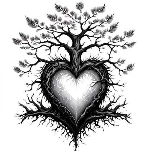 Tree Of Life In A Heart That Makes Dream And Feather Grade