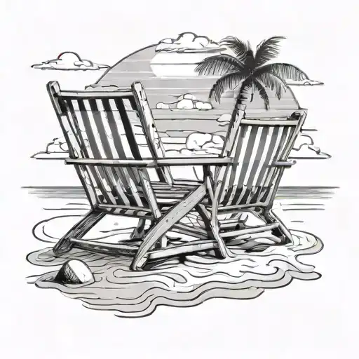 Beach Scene With 2 Chairs