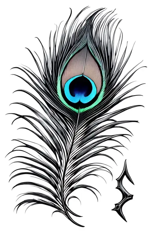 Peacock Feather And Trident Intertwined Within