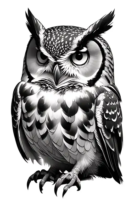 Semi -Realistic Owl And Design