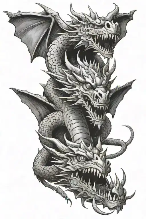 Dragon On Its Back With A Human Head In Its Mouth