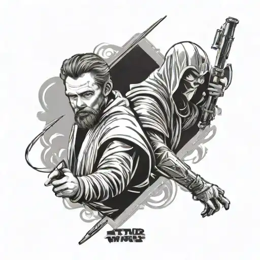 Star Wars Obi-wan Vs Anakin With Sidious In Background