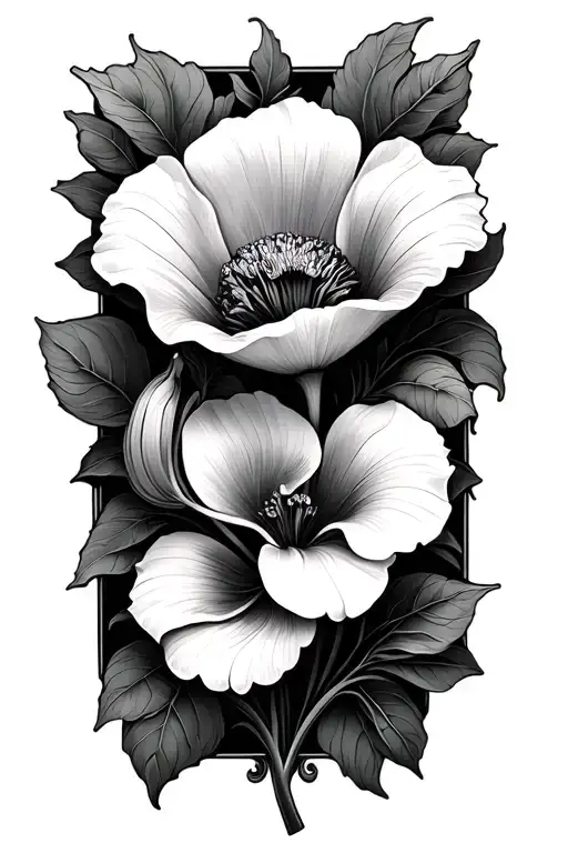 Poppy Flower And Calla Lilly On Vine