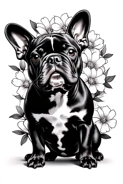 French Bulldog With Flowers In The Background Stand Shogi