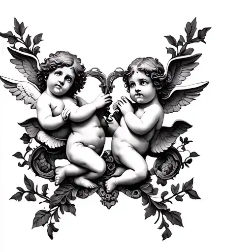 Wrapping Vine With Two Cherubs