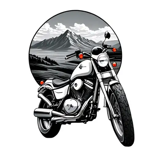 Motorcycle With Mountain Landscape