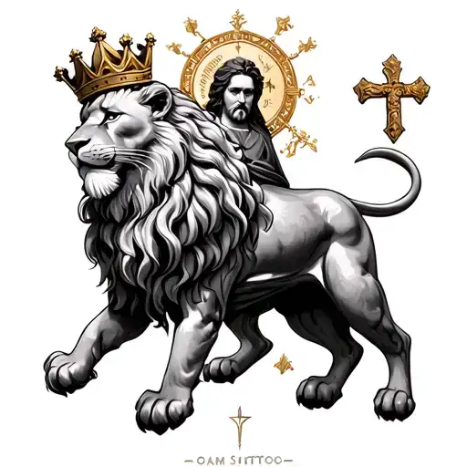 Saint Michel With Lion And Crown Of King