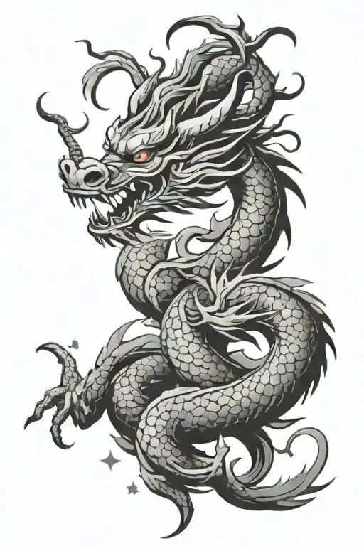 Chinese Dragon And Stars