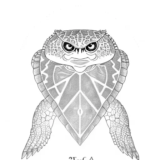 Sea Turtle With Shell Patterned Like An Owl With A Small Care Bear Symbol