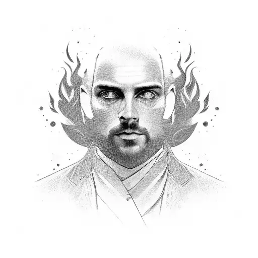 A Portrait Of Tymoteusz Bucki With A Fiery Background