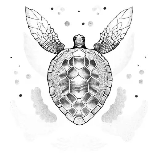 Sea Turtle With Owl Pattern On Shell With Subtle Rainbow Background