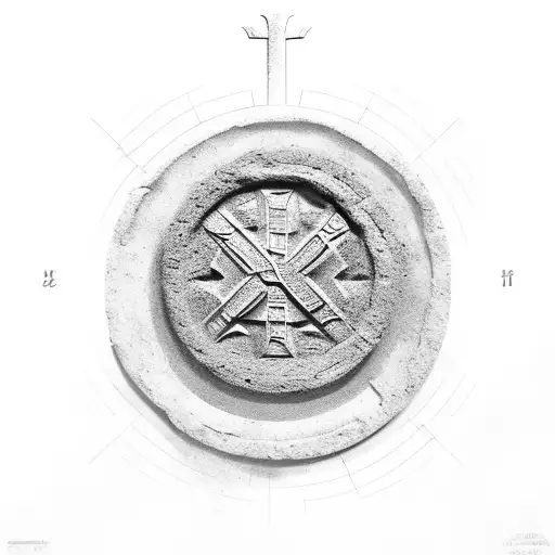 A Landscape Of Ancient Sparta With A Hidden Christian Symbol In The Background