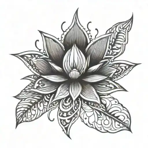 Unalome Symbol With Lotus