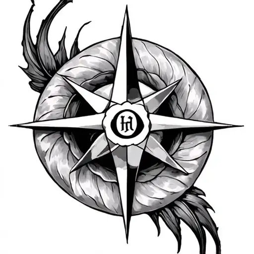 Wind Rose With Initials At H A V